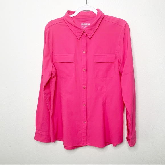 Reel Legends Saltwater UPF Button Down Pink Top - Picture 3 of 6